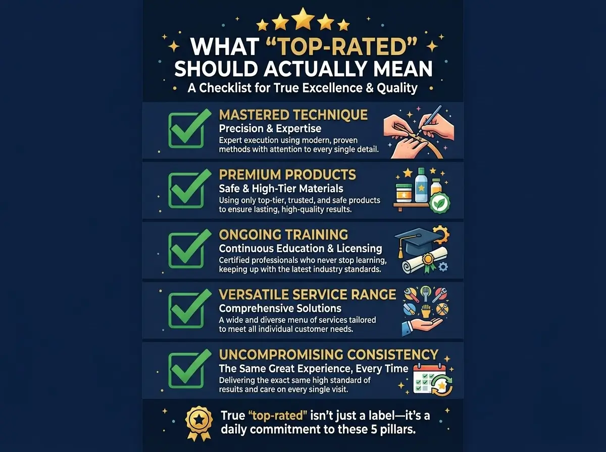What top-rated should actually mean, car wash criteria checklist infographic