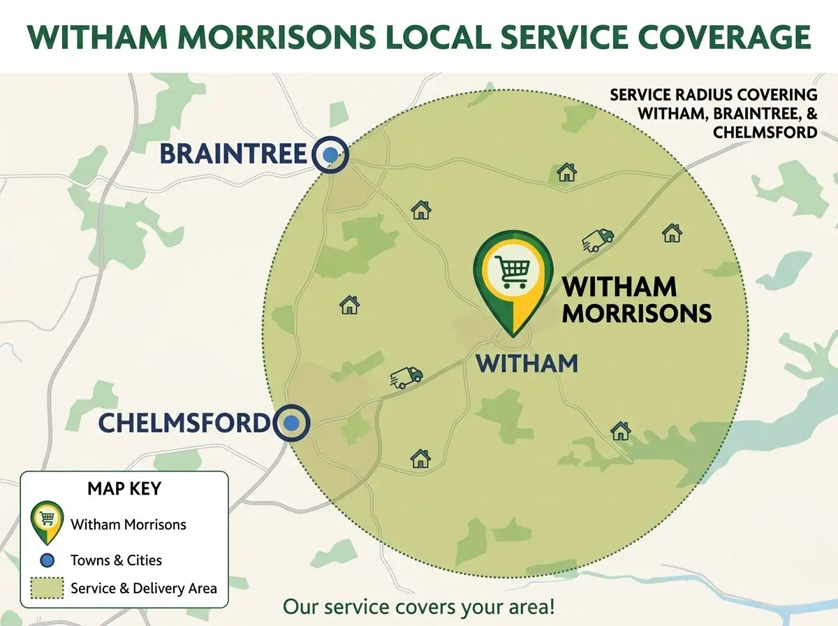 Map of the Bright Valeting Group service area across Witham, Braintree and Chelmsford